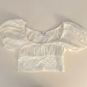 White Lace Puff Sleeve Blouse